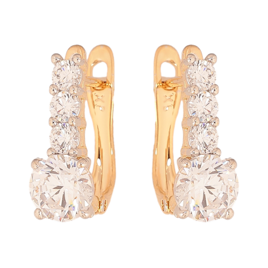 Серьги Xuping цвет позолота 18K + родий английский замок узор с кристаллами фото №1 Серьги Xuping цвет позолота 18K + родий английский замок узор с кристаллами фото №1
