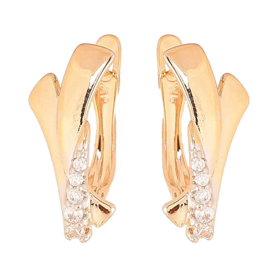 Серьги Xuping цвет позолота 18K + родий английский замок узор с кристаллами фото №1 Серьги Xuping цвет позолота 18K + родий английский замок узор с кристаллами фото №1
