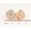 Серьги Xuping цвет позолота 18K + родий английский замок узор с кристаллами фото №2
