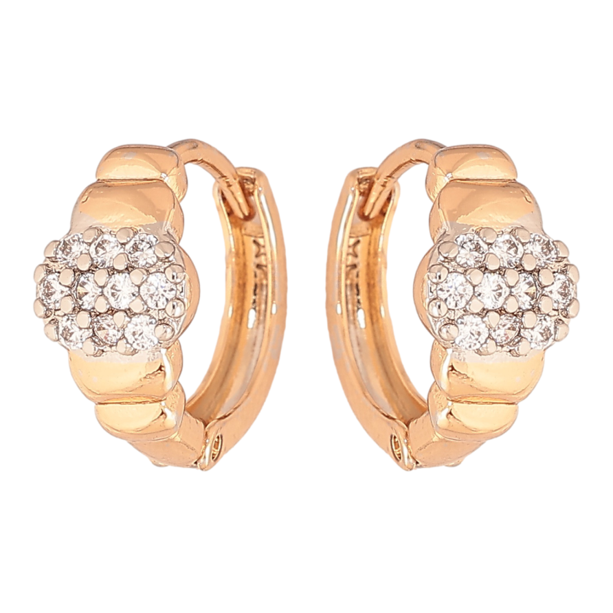 Серьги Xuping цвет позолота 18K + родий колечки узор с инкрустацией кристаллами фото №1