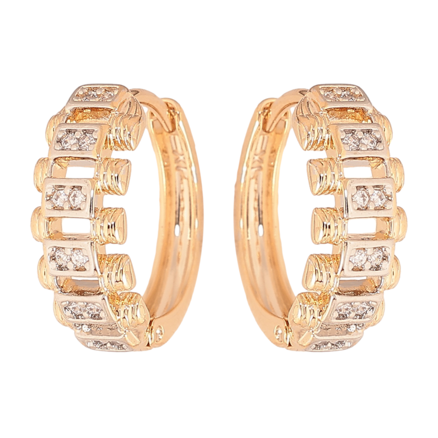Серьги Xuping цвет позолота 18K + родий колечки узор с инкрустацией кристаллами фото №1 Серьги Xuping цвет позолота 18K + родий колечки узор с инкрустацией кристаллами фото №1