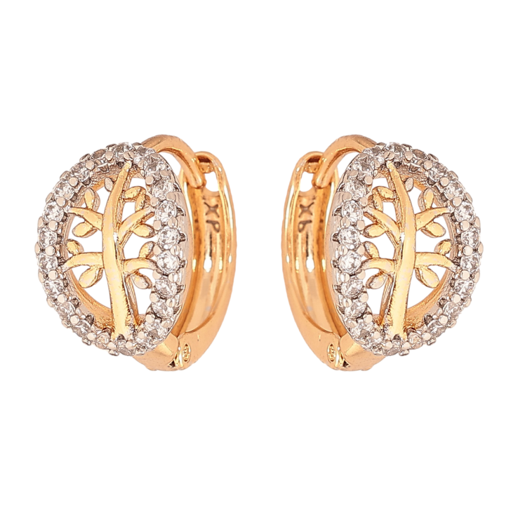 Сережки Xuping колір позолота 18K + родій колечка візерунок з інкрустацією кристалами фото №6 Сережки Xuping колір позолота 18K + родій колечка візерунок з інкрустацією кристалами фото №6