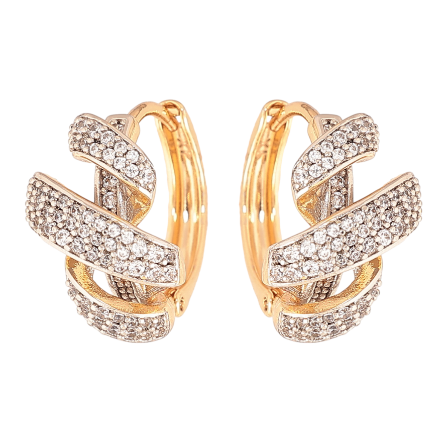 Серьги Xuping цвет позолота 18K + родий колечки узор с инкрустацией кристаллами фото №1 Серьги Xuping цвет позолота 18K + родий колечки узор с инкрустацией кристаллами фото №1