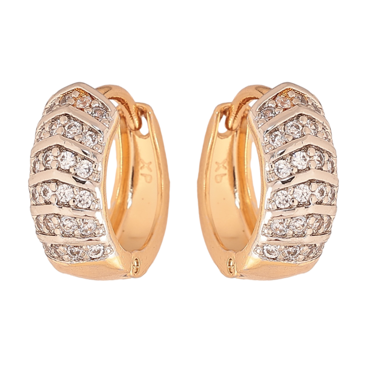 Сережки Xuping колір позолота 18K + родій колечка візерунок з інкрустацією кристалами фото №9 Сережки Xuping колір позолота 18K + родій колечка візерунок з інкрустацією кристалами фото №9