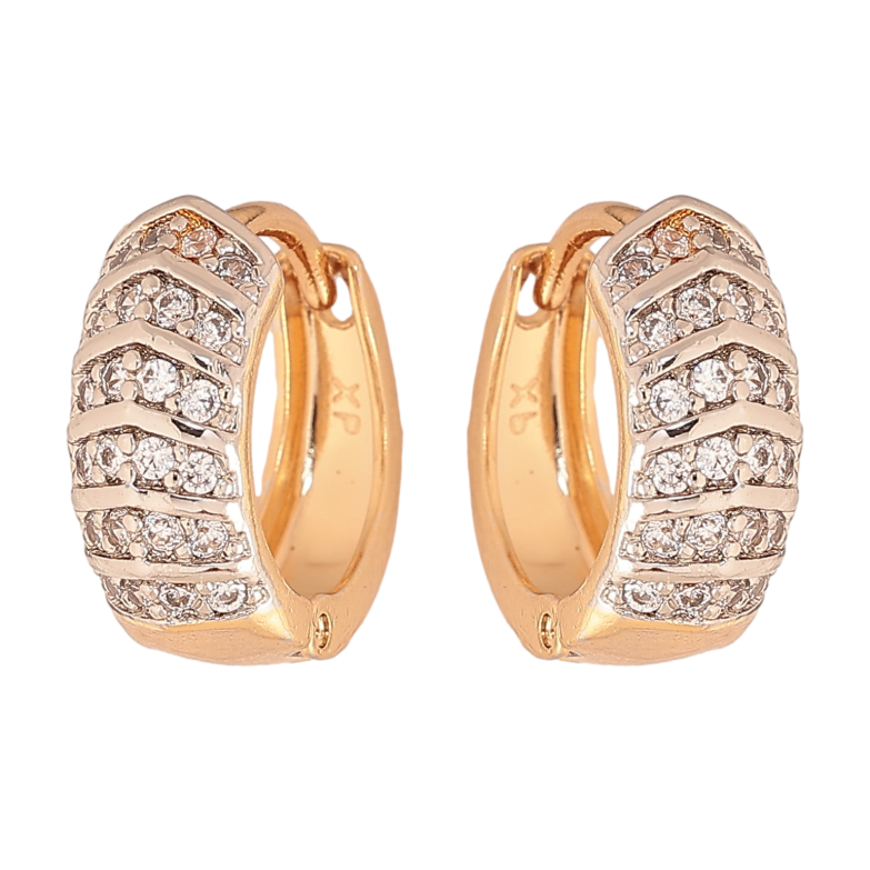 Сережки Xuping колір позолота 18K + родій колечка візерунок з інкрустацією кристалами фото №7 Сережки Xuping колір позолота 18K + родій колечка візерунок з інкрустацією кристалами фото №7