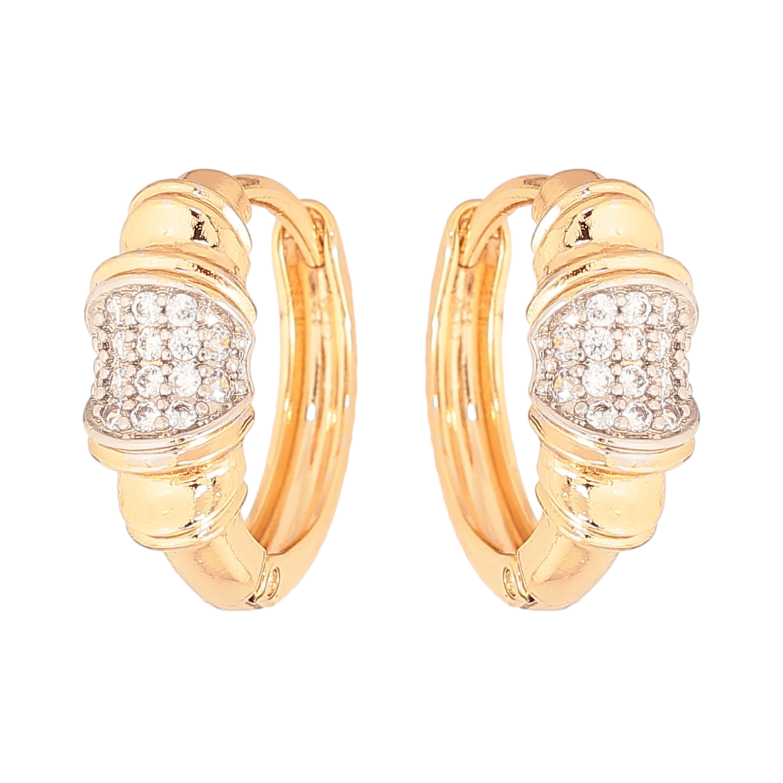 Серьги Xuping цвет позолота 18K + родий колечки узор с кристаллами фото №7