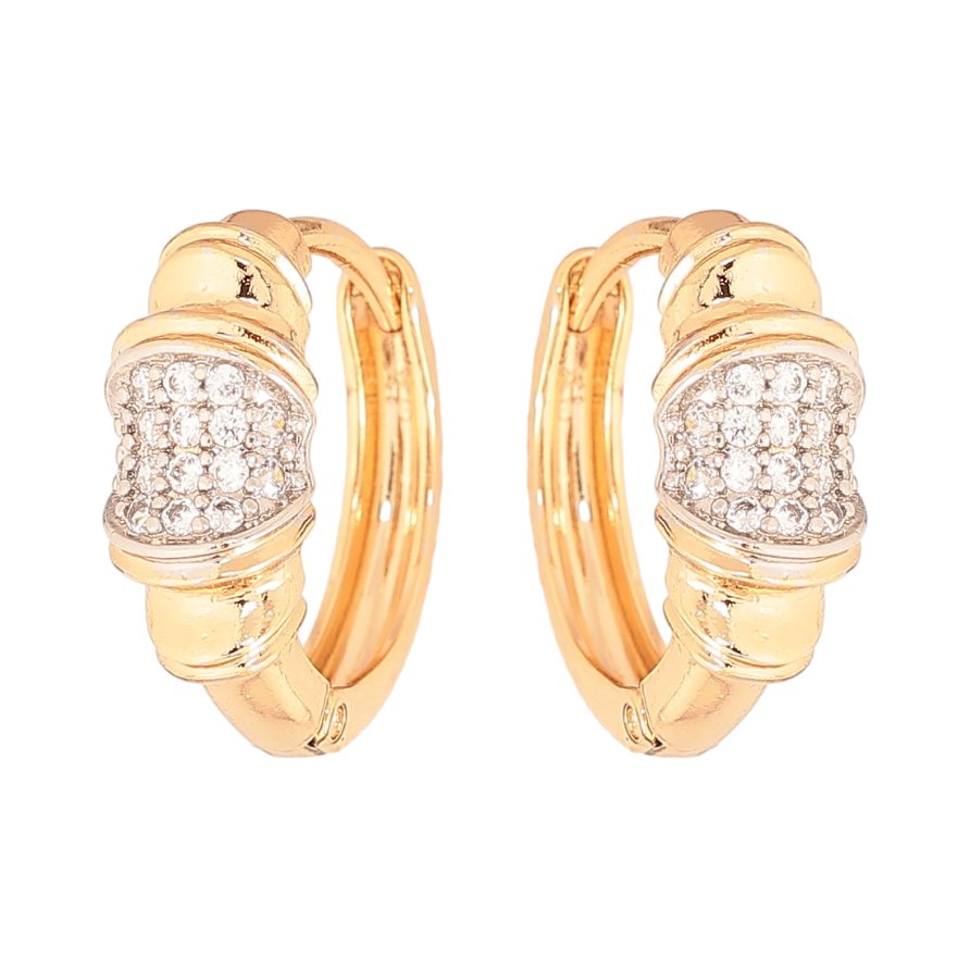 Серьги Xuping цвет позолота 18K + родий колечки узор с кристаллами фото №1 Серьги Xuping цвет позолота 18K + родий колечки узор с кристаллами фото №1