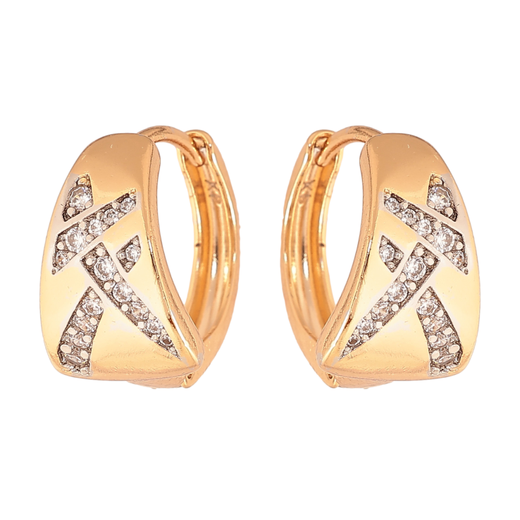 Сережки Xuping колір позолота 18K + родій колечка візерунок з кристалами фото №21 Сережки Xuping колір позолота 18K + родій колечка візерунок з кристалами фото №21