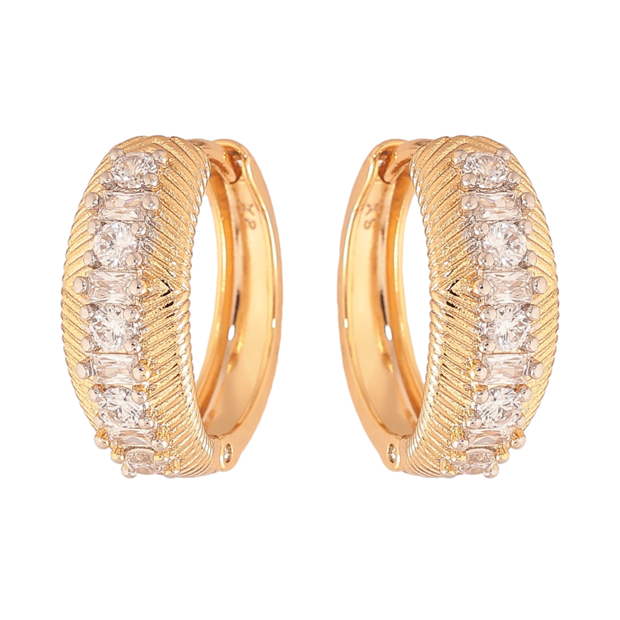 Серьги Xuping цвет позолота 18K + родий колечки узор с кристаллами фото №1 Серьги Xuping цвет позолота 18K + родий колечки узор с кристаллами фото №1