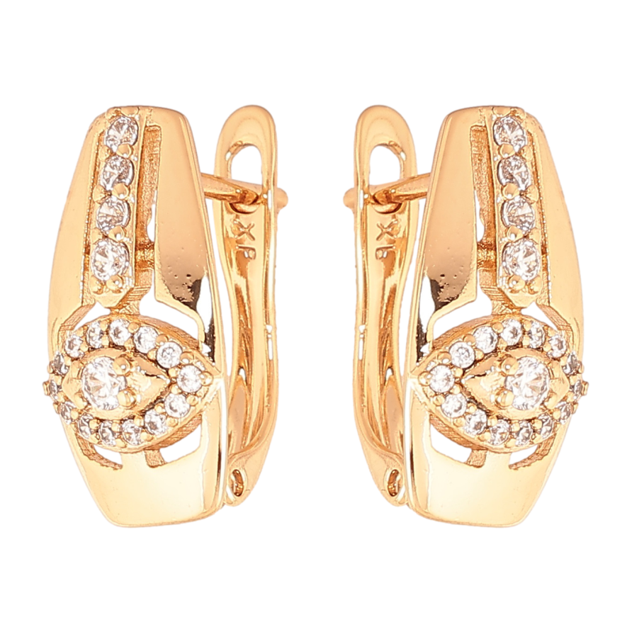 Серьги Xuping цвет позолота 18K английский замок декоративный узор с кристаллами фото №1