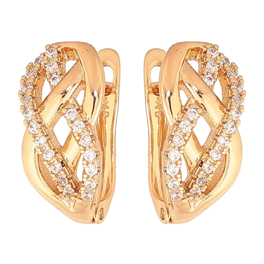 Серьги Xuping цвет позолота 18K английский замок узор с кристаллами фото №1