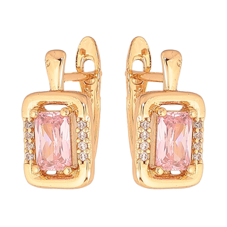 Серьги Xuping цвет позолота 18K английский замок узор с розовыми кристаллами фото №8 Серьги Xuping цвет позолота 18K английский замок узор с розовыми кристаллами фото №8