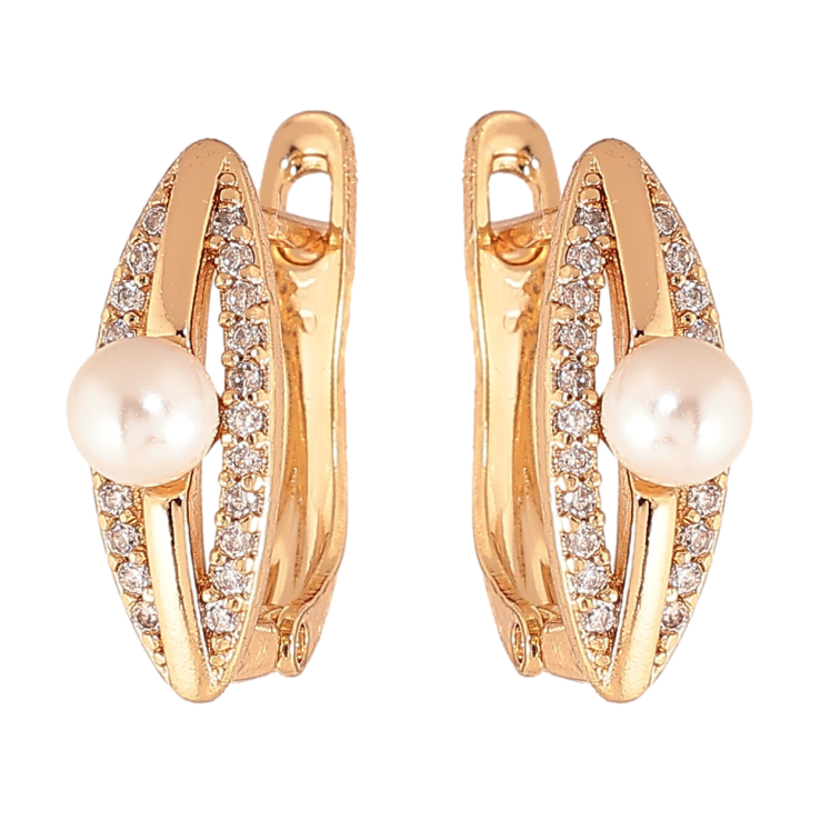 Серьги Xuping цвет позолота 18K английский замок узор с кристаллами и жемчужинами фото №12 Серьги Xuping цвет позолота 18K английский замок узор с кристаллами и жемчужинами фото №12