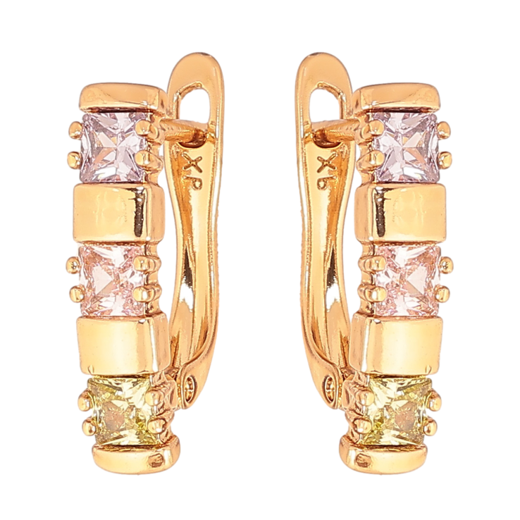 Серьги Xuping цвет позолота 18K английский замок узор с разноцветными кристаллами фото №15 Серьги Xuping цвет позолота 18K английский замок узор с разноцветными кристаллами фото №15