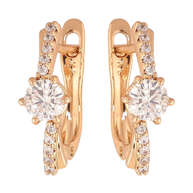 Серьги Xuping цвет позолота 18K английский замок узор с кристаллами фото №16