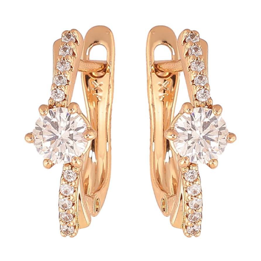 Серьги Xuping цвет позолота 18K английский замок узор с кристаллами фото №1 Серьги Xuping цвет позолота 18K английский замок узор с кристаллами фото №1
