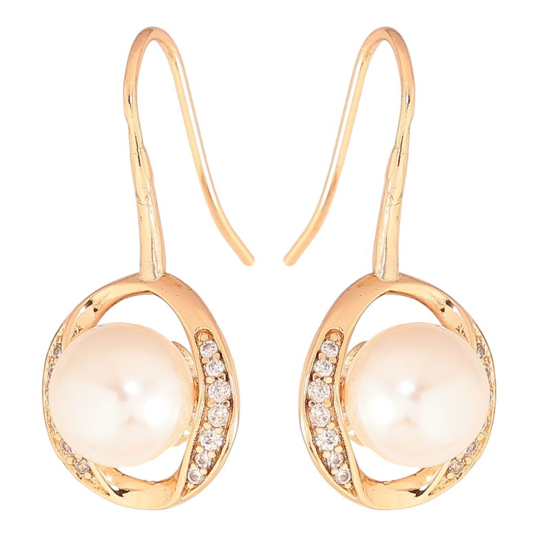 Серьги Xuping цвет позолота 18K французский замок жемчужины в овалах фото №1