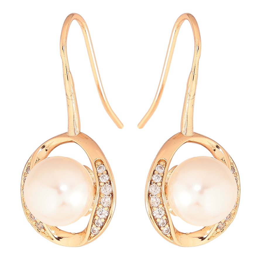 Серьги Xuping цвет позолота 18K французский замок жемчужины в овалах фото №1