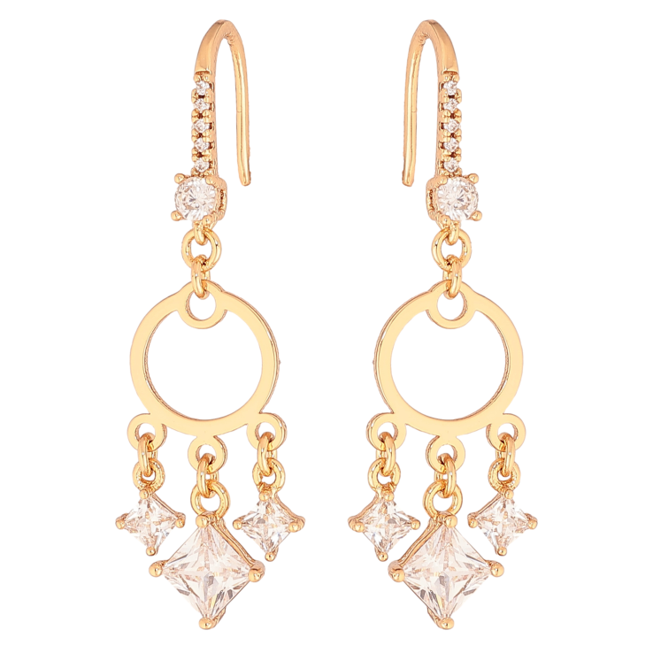 Серьги Xuping цвет позолота 18K французский замок подвески с кристаллами фото №12