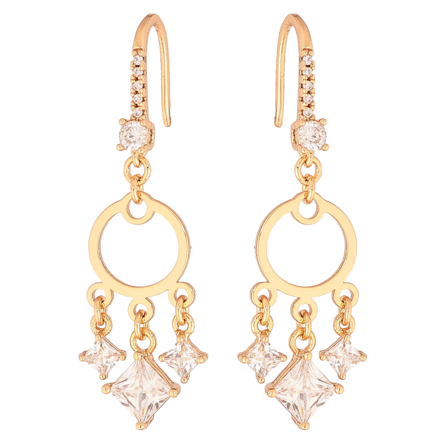 Серьги Xuping цвет позолота 18K французский замок подвески с кристаллами фото №1 Серьги Xuping цвет позолота 18K французский замок подвески с кристаллами фото №1