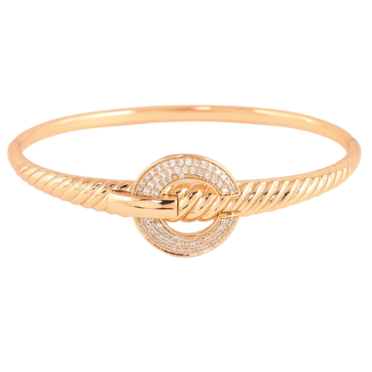 Браслет Xuping цвет Позолота 18K "Декоративный узор с кристаллами" ø 6см фото №4 Браслет Xuping цвет Позолота 18K "Декоративный узор с кристаллами" ø 6см фото №4