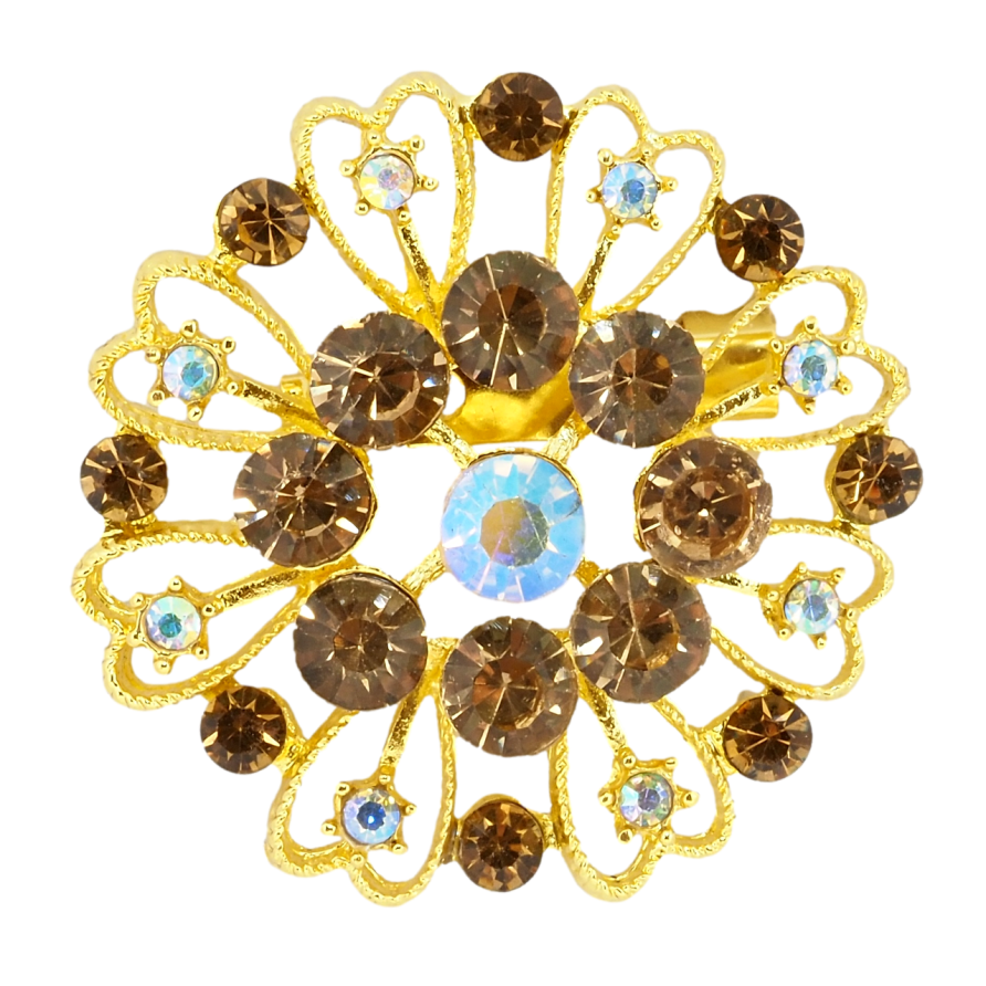 Брошь Цветок с коричневыми стразами фото №1 Брошь Цветок с коричневыми стразами фото №1
