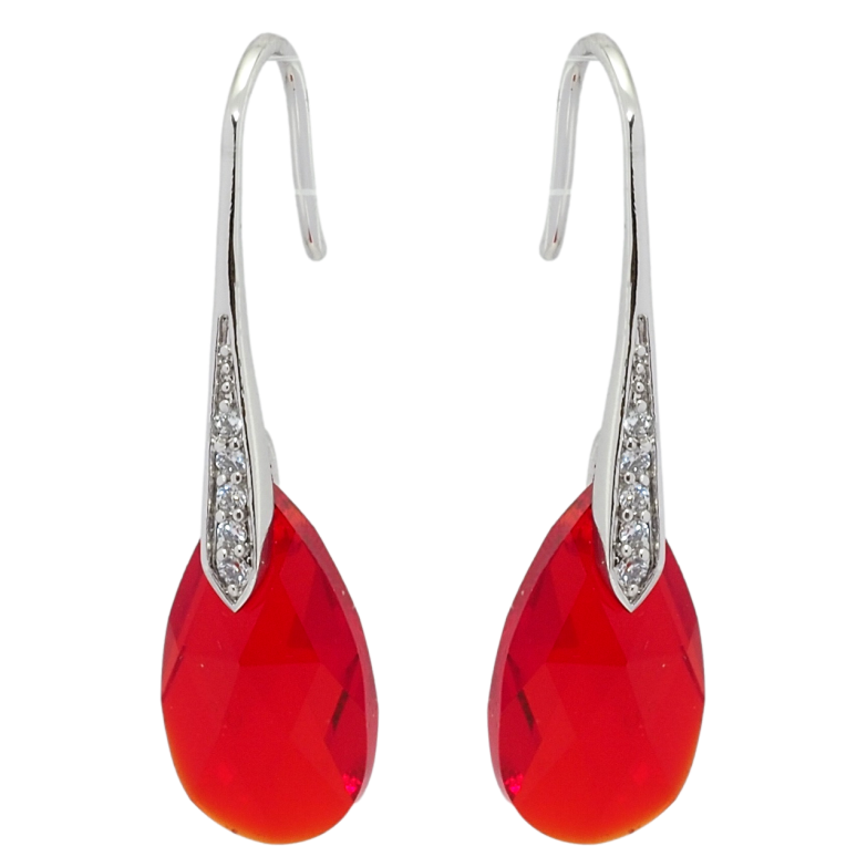 Сережки Xuping колір Родій з кристалами Swarovski французький замок Кристал Light Siam на дужці фото №4 Сережки Xuping колір Родій з кристалами Swarovski французький замок Кристал Light Siam на дужці фото №4