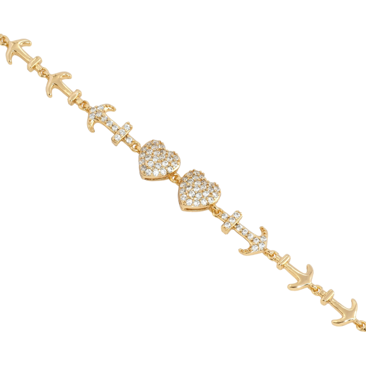 Браслет Xuping Позолота 18K Два серця, ланки якір довжина з дод. замком 17, 19см х 6-8мм фото №5 Браслет Xuping Позолота 18K Два серця, ланки якір довжина з дод. замком 17, 19см х 6-8мм фото №5