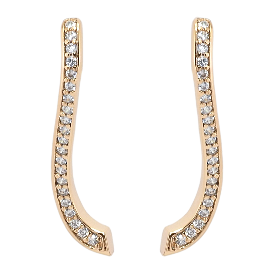 Серьги Xuping Позолота 18K пусеты Волнистые дорожки циркония фото №1 Серьги Xuping Позолота 18K пусеты Волнистые дорожки циркония фото №1