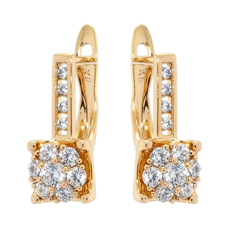 Серьги Xuping Позолота 18K английский замок Декоративные цветочки с цирконием фото №1 Серьги Xuping Позолота 18K английский замок Декоративные цветочки с цирконием фото №1