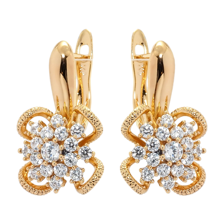 Серьги Xuping Позолота 18K английский замок Декоративные цветочки с цирконием фото №18 Серьги Xuping Позолота 18K английский замок Декоративные цветочки с цирконием фото №18