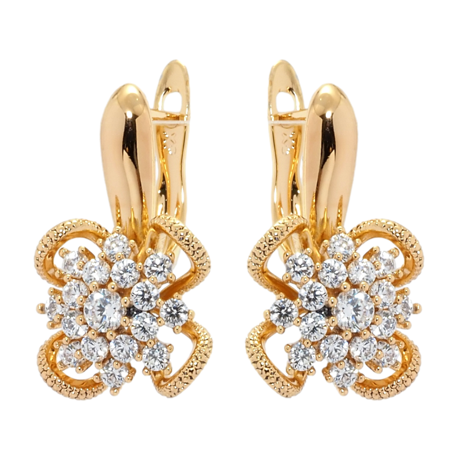Серьги Xuping Позолота 18K английский замок Декоративные цветочки с цирконием фото №1 Серьги Xuping Позолота 18K английский замок Декоративные цветочки с цирконием фото №1