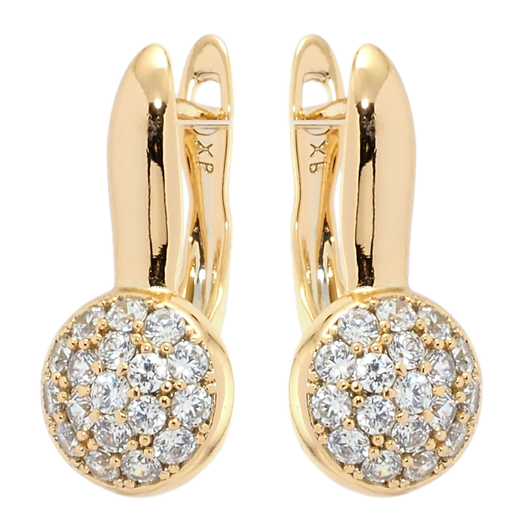 Серьги Xuping Позолота 18K английский замок Круги на дужке с цирконием фото №12 Серьги Xuping Позолота 18K английский замок Круги на дужке с цирконием фото №12