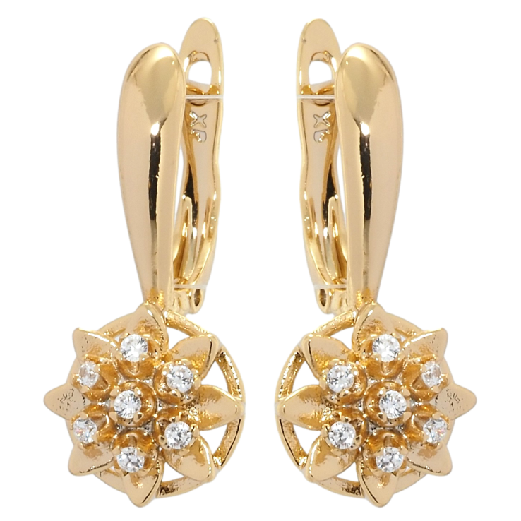Серьги Xuping Позолота 18K английский замок Цветочки на дужке фото №19 Серьги Xuping Позолота 18K английский замок Цветочки на дужке фото №19