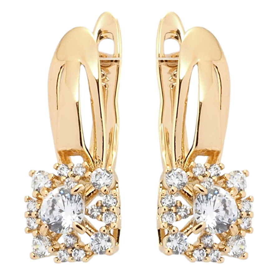 Серьги Xuping Позолота 18K английский замок Декоративные цветочки с цирконием фото №1 Серьги Xuping Позолота 18K английский замок Декоративные цветочки с цирконием фото №1