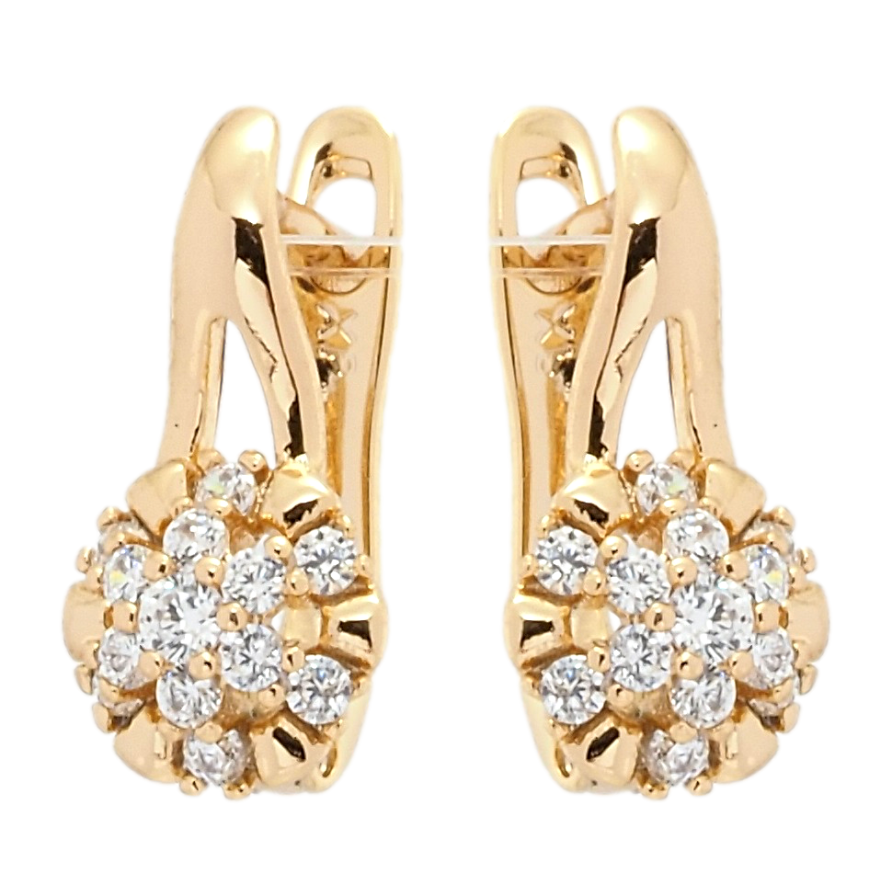 Серьги Xuping Позолота 18K английский замок Декоративные цветочки с цирконием фото №1 Серьги Xuping Позолота 18K английский замок Декоративные цветочки с цирконием фото №1