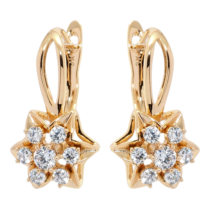 Серьги Xuping Позолота 18K английский замок Звездочки с цирконием фото №7 Серьги Xuping Позолота 18K английский замок Звездочки с цирконием фото №7