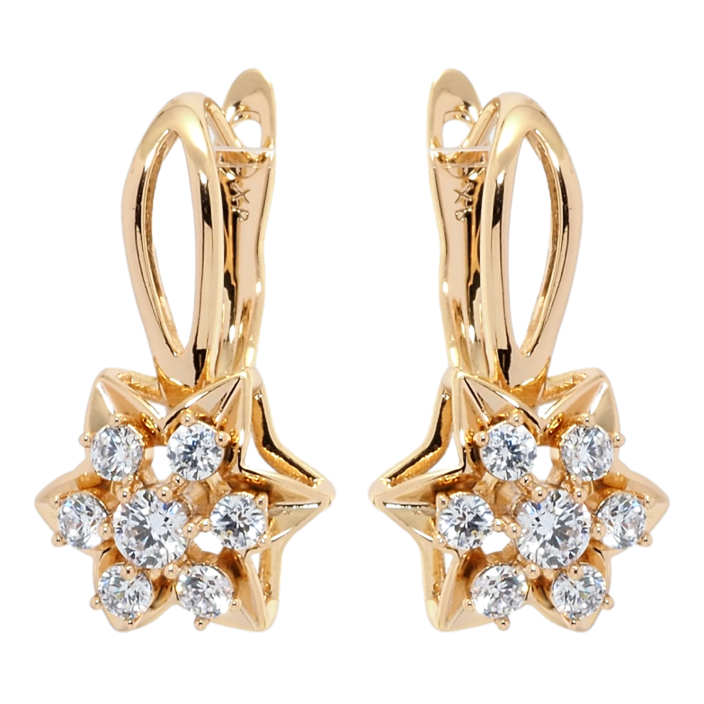 Серьги Xuping Позолота 18K английский замок Звездочки с цирконием фото №1