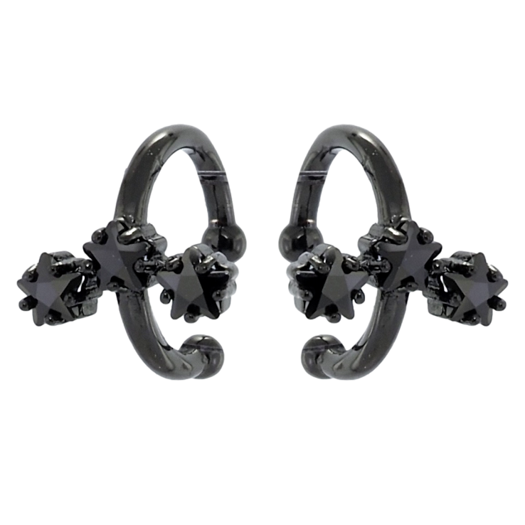 Серьги Xuping Позолота Black (черное золото) каффы Звездочки из черного циркония фото №8 Серьги Xuping Позолота Black (черное золото) каффы Звездочки из черного циркония фото №8