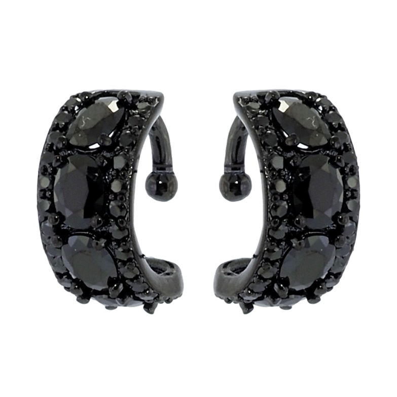 Серьги Xuping Позолота Black (черное золото) каффы Инкрустация черным цирконием фото №1