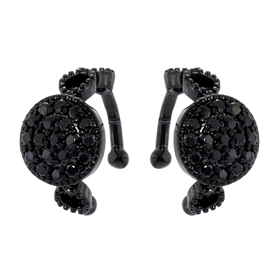 Серьги Xuping Позолота Black (черное золото) каффы Круги с черным цирконием фото №1 Серьги Xuping Позолота Black (черное золото) каффы Круги с черным цирконием фото №1