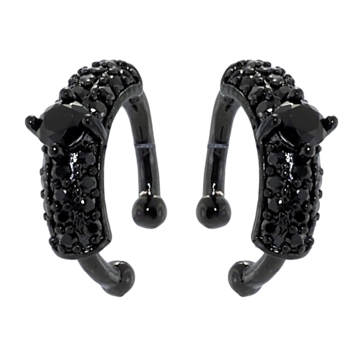 Серьги Xuping Позолота Black (черное золото) каффы Инкрустация черным цирконием фото №2 Серьги Xuping Позолота Black (черное золото) каффы Инкрустация черным цирконием фото №2