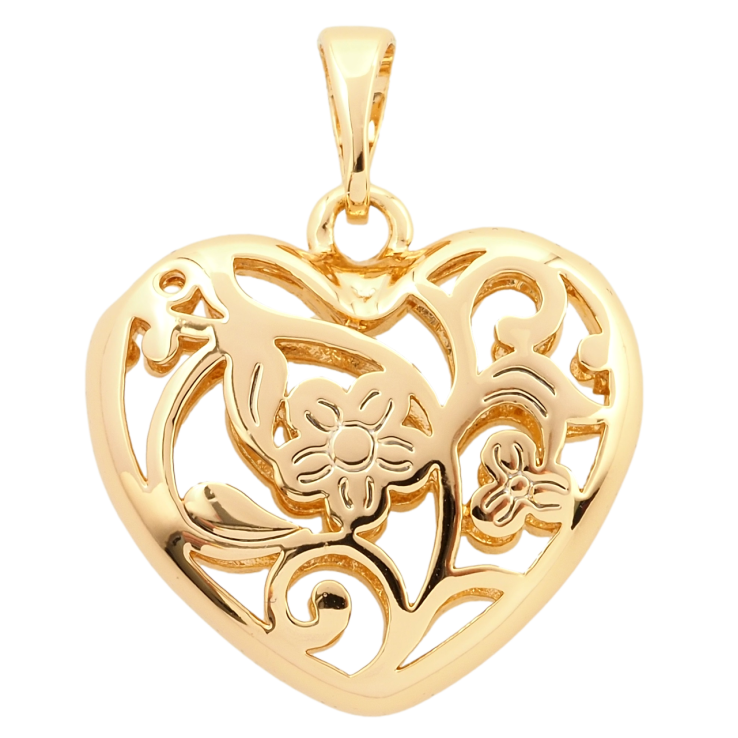Кулон Xuping Позолота 18K Сердечко с резным цветочным орнаментом для цепочки до 5мм фото №24 Кулон Xuping Позолота 18K Сердечко с резным цветочным орнаментом для цепочки до 5мм фото №24