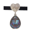 Кулон Xuping цвет Родий с кр-ми Swarovski на черной ленте Сердце с кристальной подвеской длина 30,5-36см фото №2