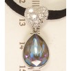 Кулон Xuping цвет Родий с кр-ми Swarovski на черной ленте Сердце с кристальной подвеской длина 30,5-36см фото №3