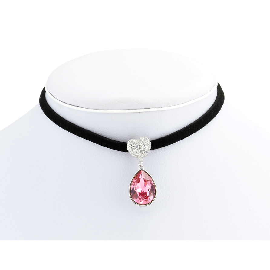Кулон Xuping цвет Родий с кр-ми Swarovski на черной ленте Сердце с кристальной подвеской длина 31-36,5см фото №1 Кулон Xuping цвет Родий с кр-ми Swarovski на черной ленте Сердце с кристальной подвеской длина 31-36,5см фото №1
