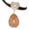 Кулон Xuping цвет Родий с кр-ми Swarovski на черной ленте Сердце с кристальной подвеской длина 30,5-36см фото №2