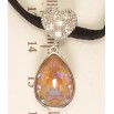 Кулон Xuping цвет Родий с кр-ми Swarovski на черной ленте Сердце с кристальной подвеской длина 30,5-36см фото №3