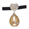 Кулон Xuping цвет Родий с кр-ми Swarovski на черной ленте Сердце с кристальной подвеской длина 30-35,5см фото №2