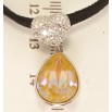 Кулон Xuping цвет Родий с кр-ми Swarovski на черной ленте Сердце с кристальной подвеской длина 30-35,5см фото №3